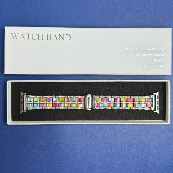 Luxury Resin Rhinestone Diamond Metal Steel Strap Band fits Apple Watch 38mm - Picture 1 of 6